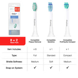 Brushmo Replacement Toothbrush Heads Compatible with Phillips Sonicare Electric Toothbrush Value Pack (8+2).