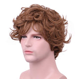 Yilys Short Curly Brown Halloween Cosplay Wig For Men