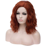BERON 14" Women Girls Short Curly Bob Wavy Wig Body Wave Halloween Cosplay Daily Party Wigs (Dark Orange)