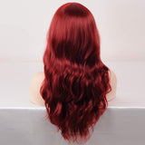 BERON 23’’ Women Girls Lovely Synthetic Long Curly Wigs Pin Curls with Neat Bangs Hairnet Included (Wine Red)