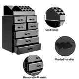 InnSweet Acrylic Makeup Organizer Cosmetic Storage Drawers, Jewelry Display Box with 7 Drawers, Black