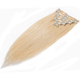 Clip in 100% Remy Human Hair Extensions #24 Natural Blonde 8"-24" Grade 7A Quality Full Head 8pcs 18clips Short Soft Silky Straight for Women Fashion 10" / 10 inch 70g