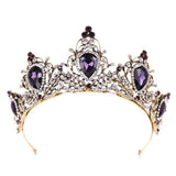 Wedding Purple Crystal Tiara For Brides Crown Black Head Piece Bridal Hair Accessories Crystal Crowns Queen Diadem