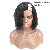 Doren U Part Wig for Black Women 150% Density Human Hair 1x4 U Opening Size Left Part Short Curly Wigs Brazilian Hair Natural Black 8 Inch