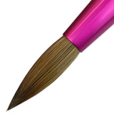 Pana Size # 6 USA Acrylic Nail Brush100% Pure Kolinsky Hair Acrylic White~Swirl~Blue Handle with Pink Ferrule Round Shaped Style (PN-AP-6)