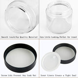 4 oz Clear Round Glass Jars (12 Pack), SXUDA Empty Cosmetic Containers with Inner Liners and black Lids For Slime, Beauty Products, Cosmetic, Lotion，Powders and Ointments