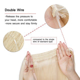 SEGO Invisible Secret Double Wire Hair Extensions Human Hair Translucent Fish Line Hidden String Crown Hair Extensions with Miracle Headband Hairpieces #60 Platinum Blonde 20 inches 110g