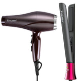 Professional Salon Hair Dryer Purple and Hair Straightener and Curler 2 in 1