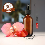 2Oz Glass Spray Bottles 30 Pack, Hoa Kinh Small Amber Mist Spray Bottles, 2 Ounce Empty Refillable Containers