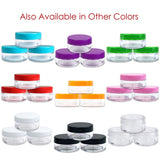 (Quantity: 100 Pieces) Beauticom 10G/10ML Round Clear Jars with TEAL Sky Blue Lids for Acrylic Powder, Rhinestones, Charms and Other Nail Accessories - BPA Free