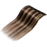 S-noilite Clip in Human Hair Extensions Balayage Clip in Hair Extensons 100% Real Human Hair One Piece/5 Clips 3/4 Full Head-Thicker Standard Weft 10 Inch/65g (#4/27 Medium Brown/Dark Blonde)