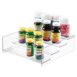mDesign Plastic Bathroom Storage Organizer Shelf for Cabinet, Vanity, Countertop - Holds Vitamins, Supplements, Medicine Bottles, Essential Oils, Nail Polish, Cosmetics - 4 Levels, 2 Pack - Clear