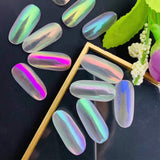 Ice Transparent Aurora Nail Powder - PrettyDiva 6 Colors Christmas Jelly Neon Rainbow Laser Chameleon Powder with Multi Chrome Mirror Effect Iridescent Pigment Glitter Fairy Dust Nail Art Decorations