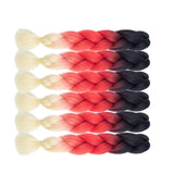 6pc/lot Ombre Braiding Hair Synthetic Braiding Hair Extensions (24inch, black-red-blonde) …