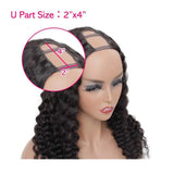 U Part Wigs Human Hair Wigs for Black Women Brazilian Deep Curly Wigs Human Hair Glueless Full Head Clip in Half Wig U Shape Wig 150% Density Natural Color