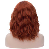 BERON 14" Women Girls Short Curly Bob Wavy Wig Body Wave Halloween Cosplay Daily Party Wigs (Dark Orange)