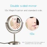 GURUN 9-Inch Tabletop Double-Sided LED Lighted Makeup Mirror with 10x Magnification, Vanity Mirror Nickel Brushed Finish M2208DN(8.5in,10x) Powered by US Plug