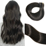 HUAYI Natural Black 1B# 50g 20Pcs/Pack 20inch Tape In Hair Extensions Human Hair Natural Color Tangle Shedding Hair Extensions Balayage Hair(1B#20'')