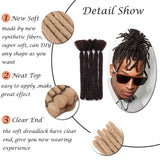 6” Dreadlock Extension Handmade Dread Synthetic Soft Fax Locs Crochet Twist Braiding Reggae Hair Hip-Pop Hair Box Braiding For Men(6Packs/30Strands,Dark Black）