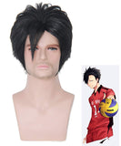 Mens Wigs Short Black Wigs for Kuroo Tetsurou Cosplay Haikyuu Costume Wavy Fluffy Cute Fashion Synthetic Wigs for Party Halloween DC011BK