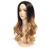Ombre Wig Blonde Light Brown Middle Part Long Wavy Wig Heat Resistant Synthetic Daily Party Wig for Women