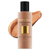 Natural Shimmer Lotion | INSTA DIVA | Softening & Hydrating Bronzing Body Lotion for Women | Moisturizer for Skin Care | Glow & Shimmering Effect with Argan, Mango, Coconut Oil & Vitamin E, 5 FL Oz