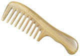 Yunzh Natural Green Sandalwood Wooden Comb,Wide Tooth & Fine Tooth,No Static,Handmade,for Curly Hair,for Women, Men