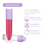 10Pcs Lip Gloss Tubes Containers, CAIYA 8ml Empty Lip Balm Bottles Clear Refillable Lipstick Tubes DIY Cosmetic Containers with Rubber Stoppers for Beauty Makeup Lip Glaze Tube Sample (Purple)