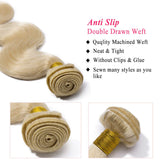 S-noilite 7A Grade Brazilian Virgin Body Wavy Human Hair Bundles Body Weave Human Hair Extensions for Women Thicker Silky Soft Blonde Hair Total 1 Bundle/100g (18 Inch #60 Platinum Blonde)