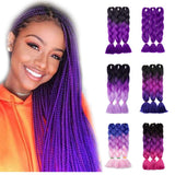24 Inch Ombre Jumbo Braiding Hair Extensions Jumbo Braid Hair Ombre Long Jumbo Braids For Box Twist Braid Crochet Hair High Temperature Fiber 3 Tone Colored (5 Bundles, Black to Dark Purple)