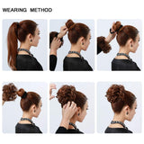 S-noilite Hair Bun Extensions Messy Wavy Curly Dish Donut Scrunchie Hairpiece Accessories Chignons Updo Ponytail Pony Tail Synthetic Hair Extension for Women/40G 1 Count Light Brown
