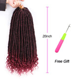 20Inch Goddess Faux Locs Crochet Hair with Curly Ends 6Packs/Lot Goddess Locs Pre Looped Synthetic Hair Extensions for Women(1B-Bug#)