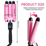 3 Barrel Curling Irons Hair Curling Wands Hair Waver, 1 inch Hair Waving Curler Hair Styling Irons Hair Crimper Deep Waver for Curler Temperature Adjustable with LCD