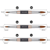 KEMEISI 2-head 3D Acrylic Nail Brush Dual-tip Size 02＆08/04＆10/06＆12 Multifunctional Nail Art Brush Black-Mid with Silver-Cap Color Blocking (06＆12)