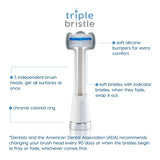 Triple Bristle Kids Sonic Toothbrush Replacement Heads | Patented 3 Brush Head Design | Angled Bristles Clean Each Tooth | Kids Sized Electric Brush Head Refill | Safe on Braces | 2 Pack