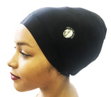 Fairy Black Mother Satin Bonnet Sleep Cap, All Hair Types, Locs & Natural Hair (Black, Medium)