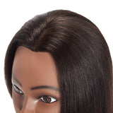 Traininghead 18-20'' Afro 100% Human Hair Mannequin Head Hairdresser Female Training Styling Head Cosmetology Manikin Head Doll Head with Clamp Stand (Natural Black)
