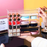 V-HANVER Multifunctional Acrylic Makeup Organizer Holder Countertop Vanity Storage Stand for Lipstick Eyeshadow Palette Perfume and More