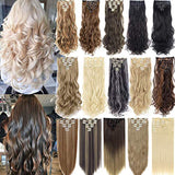 7Pcs 16 Clips Curly Straight Clip in Hair Extension Full Head Synthetic Hair Extension