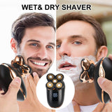 Electric Shavers for Men, 5 in 1 Electric Razor for Men Bald Head Shaver, LED Waterproof Rechargeable Mens Face Head Grooming Kit for Wet Dry Shaving with Clippers, Nose Hair Trimmer, Cleaning Brush