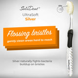 Solodent Toothbrush Ultra Soft, Silver for Sensitive Teeth and Gums (Pack of 8) Colors may vary