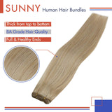 Sunny Weft Hair Extensions Human Hair Honey Blonde Fading to Bleach Blonde 20 Inch Brazilian Hair Extensions for Woman 100g