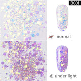 CHARMING MAY 6 Boxes Color Change Flakes Paillette Laser Nail Glitter Sequins(color change sequins)