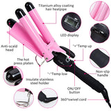 3 Barrel Curling Irons Hair Curling Wands Hair Waver, 1 inch Hair Waving Curler Hair Styling Irons Hair Crimper Deep Waver for Curler Temperature Adjustable with LCD