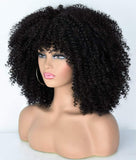 ANNIVIA Big hair Natural Black Afro Kinky Short Curly Wig with Bangs Kinky Curly Wig 14inch