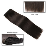 Real Clip in Hair Extensions Dark Brown 8 Pieces - Premium Womens Straight Double Weft Thick Remy Hair Extensions Clip in on Human Hair for Long Hair (16" / 16 inch, #2, 102 grams/3.6 Oz )