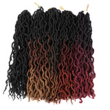 Wavy Gypsy Locs Ombre Crochet Hair 18" 6 Packs/Lot Godness Faux Locs 100% Kanekalon Fiber African Roots Dreadlocs Curly Synthetic Braiding Hair Hair Extensions (T1B/30/27#, 18 inch)