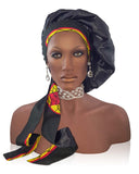 Silk Feel 2X Layer Polyester Satin Bonnet Scarf/Sleep Cap/Head Wrap | Adjustable Hair Wraps for Sleeping | Braid/Night Bonnets for Women | Accessories for Curly Hair/Natural Hair/Braids (Small, BLK-1)