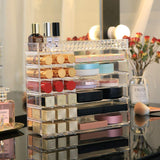 V-HANVER Multifunctional Acrylic Makeup Organizer Holder Countertop Vanity Storage Stand for Lipstick Eyeshadow Palette Perfume and More