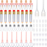 34 Pieces Mini Refillable Lip Gloss Tube Novelty Pencil Shaped Lip Gloss Bottle Ice Cream Shaped Lip Balm Tube Lollipop Shaped Empty Tube Light Bulb Shaped Balm Container with Funnel for Women Girl